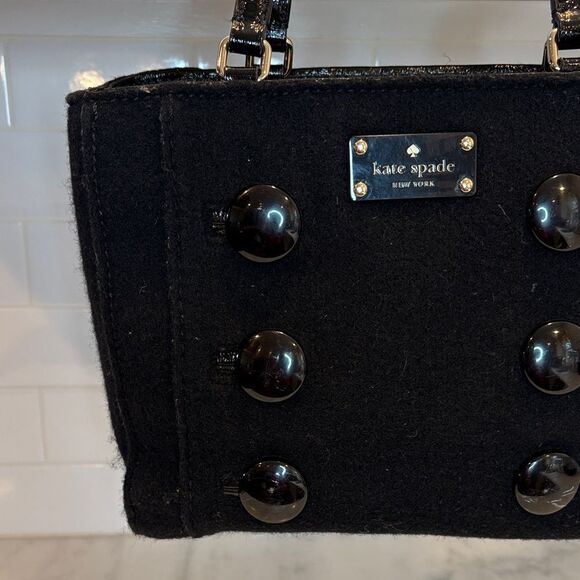 Kate Spade Purse Handbag Quinn Beantown Wool Button Satchel Pocketbook - Picture 2 of 16